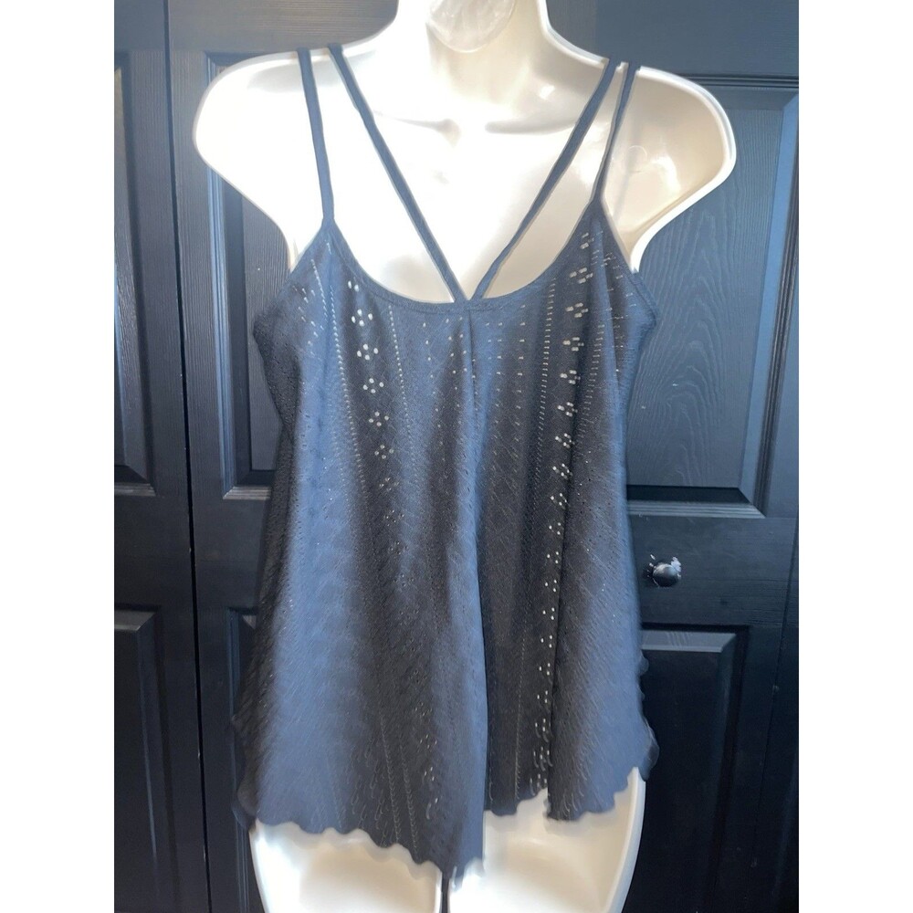 Perout Black Eyelet Broderie Tank - Size L US 8/10 EU 40/42